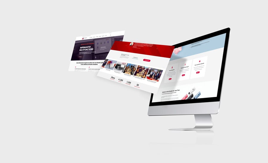 Site internet Axium Solutions affiché sur plusieurs écrans