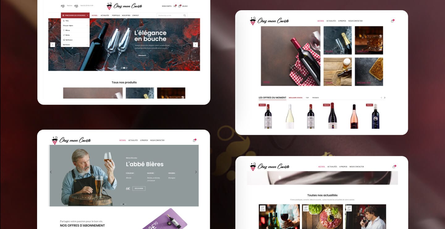 Chez mon Caviste : boutique en ligne desktop, réalisation de l'agence Moustache