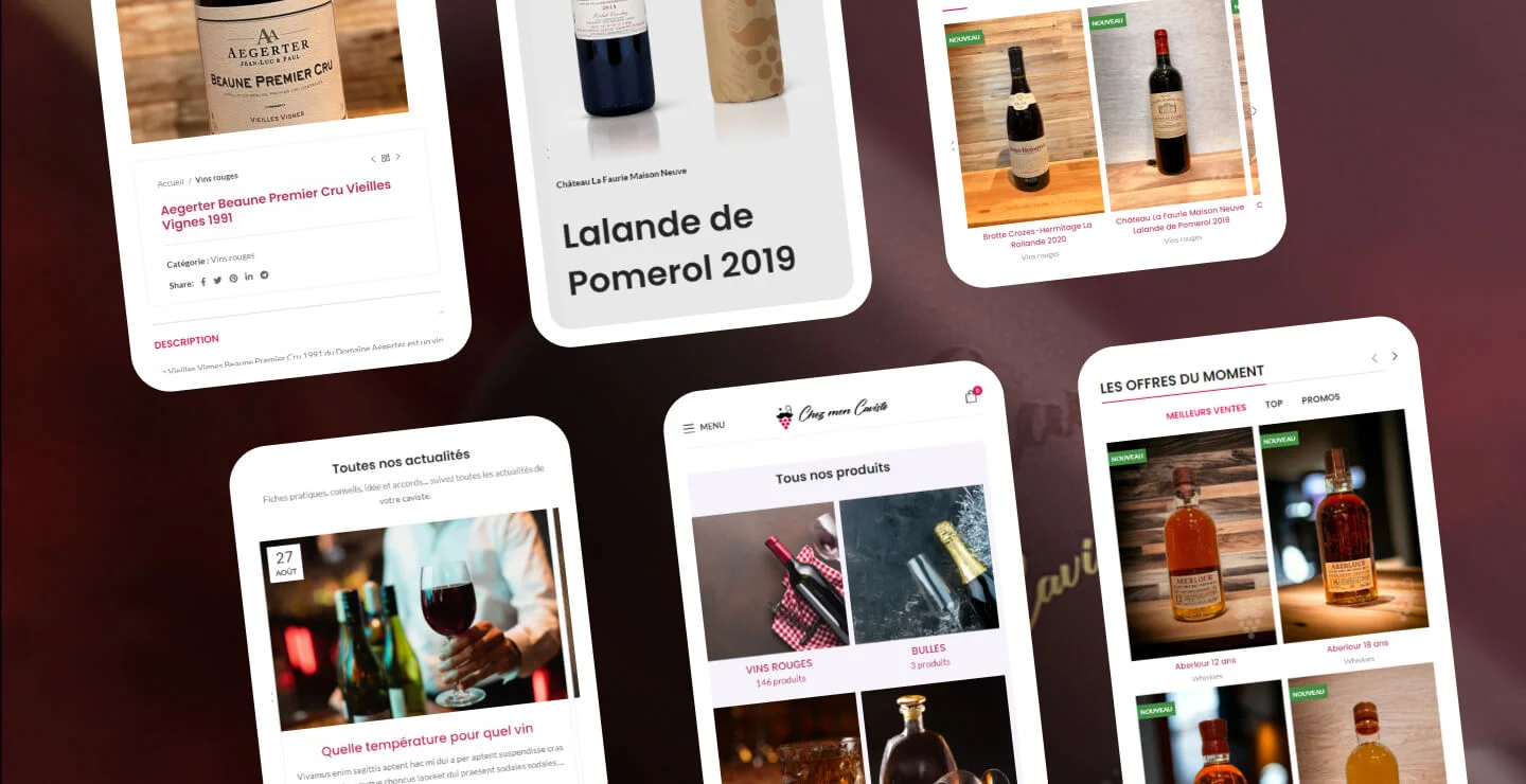 Chez mon Caviste : version mobile, réalisation de l'agence Moustache