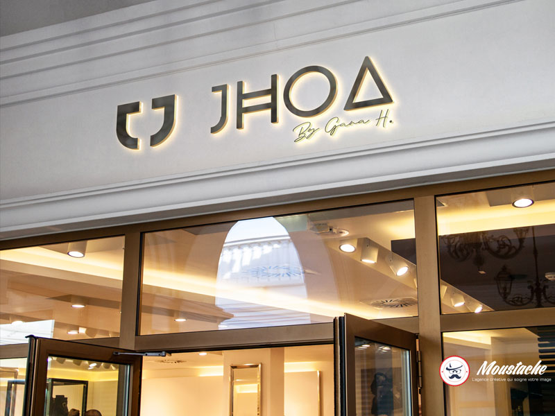 Enseigne lumineuse Jhoa by Gana sur la vitrine