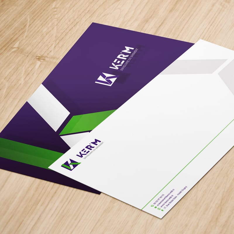 Papier en-tête et enveloppe KER'M
