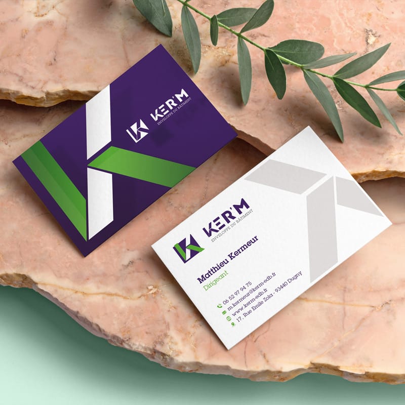 Cartes de visite KER'M violet et vert