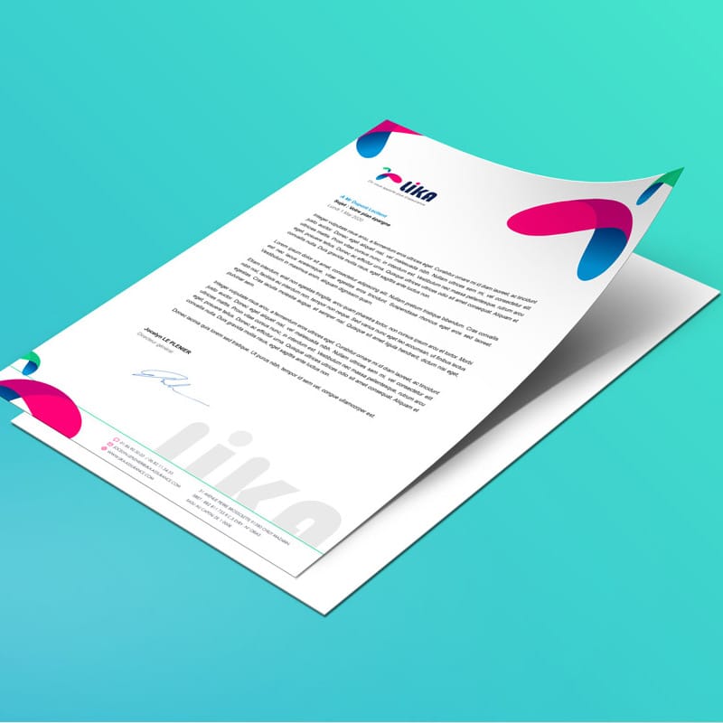 Papier en-tête Lika Assurances aux couleurs vives