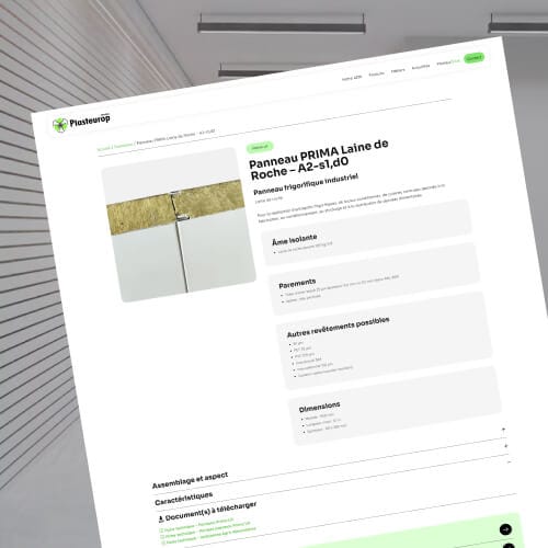 Fiche produit panneau isotherme du site Plasteurop Services