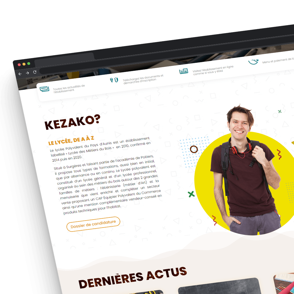 Section présentation et actualités du site du Lycée Pays d'Aunis