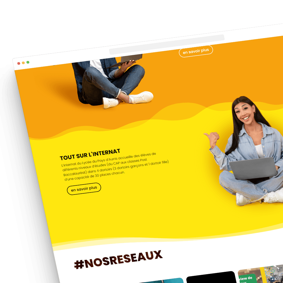 Section internat et réseaux sociaux du site du Lycée Pays d'Aunis