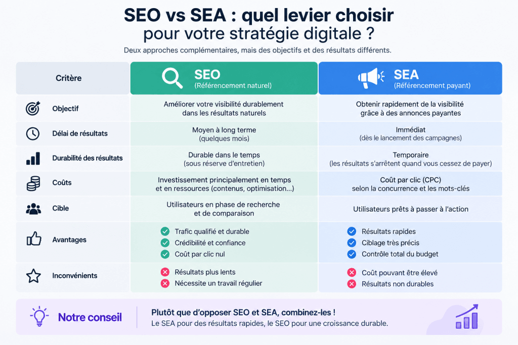 SEO vs SEA : quel levier choisir pour votre stratégie digitale ? 1 SEA vs SEO -