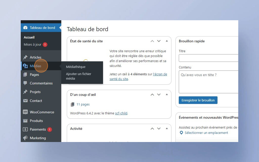 05. Ajouter et sélectionner des fichiers dans la bibliothèque multimédia de WordPress -